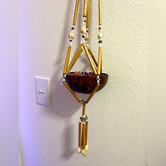 Seashell Bamboo Hanging Plant Holder Macrame Shell Braided Pot Hanger Boho - Picture 10 of 11